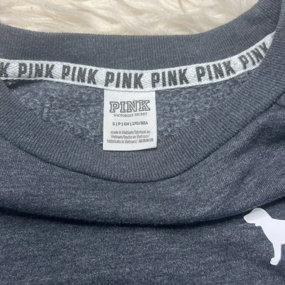 Victoria’ Secret PINK Grey Crew Neck Pullover Sweatshirt Rainbow Graphic Size S - Picture 3 of 5